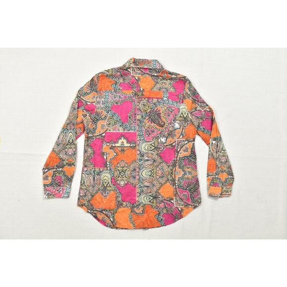 Chico's Womens Top Size Plus 1 Long Sleeve Button Top Multicolor Unique - Picture 2 of 8